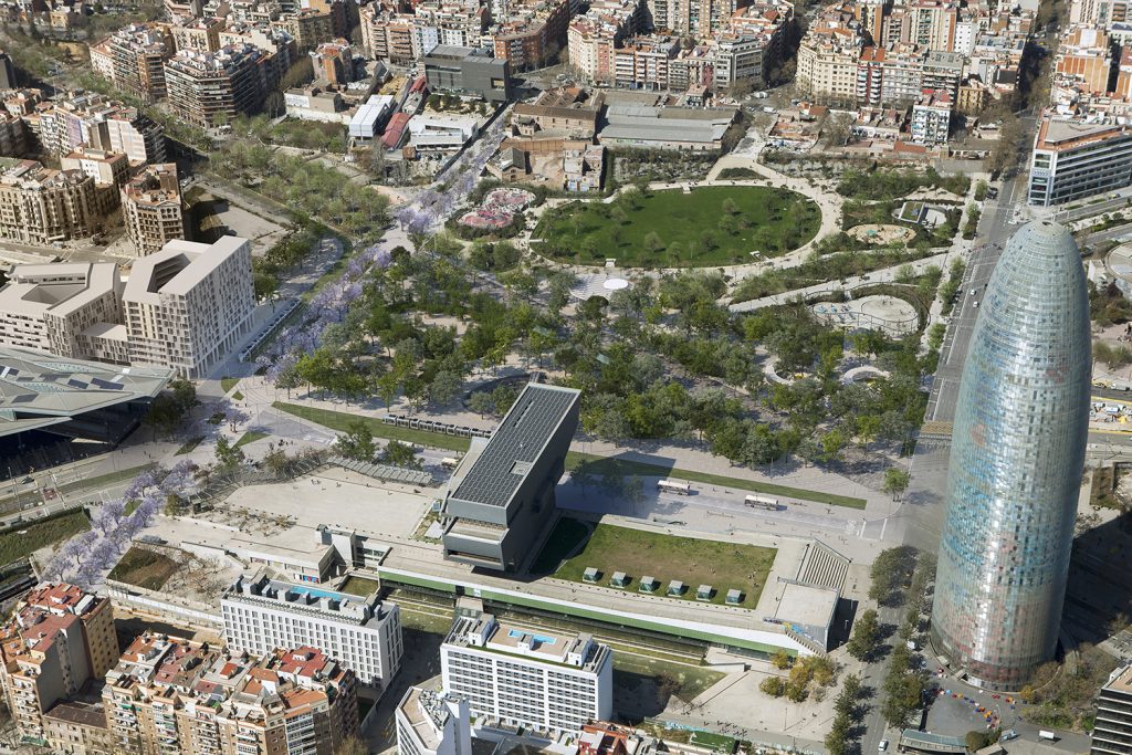 Plaza Glòries Catalanes vista aerea